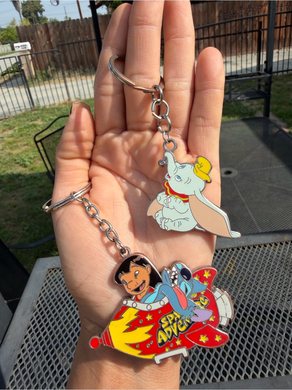 Disney Dumbo and Lilo & Stitch Red Yellow Blue Enamel Keychain Set